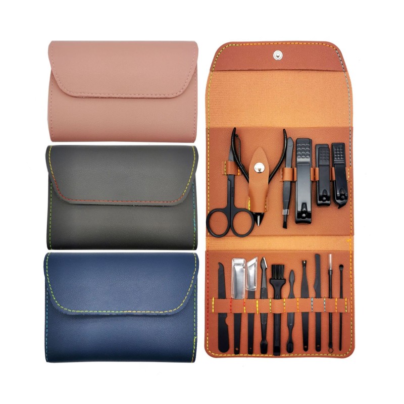 Manicure Set Factory - 16Pcs Stainless Steel Leather Case Gift Set
