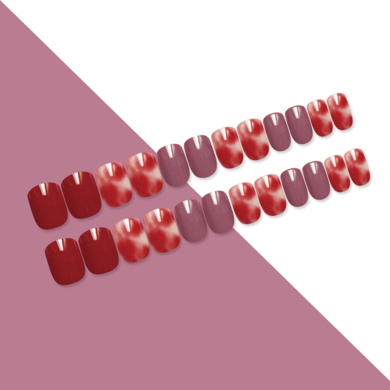 False Nails Factory - Wholesale Short Square Red Blooming Press on