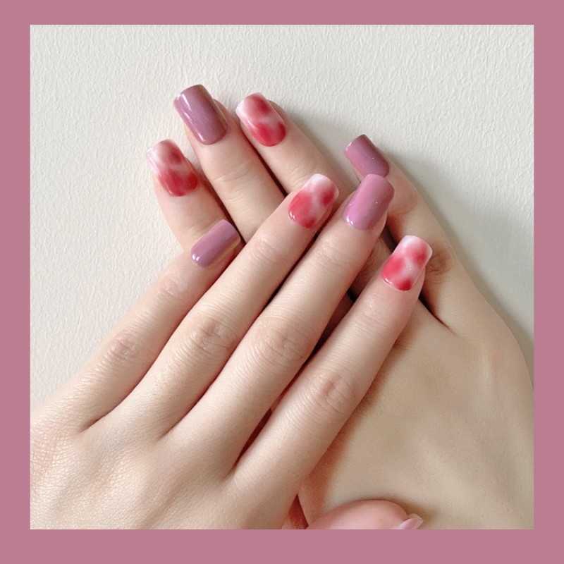 False Nails Factory - Wholesale Short Square Red Blooming Press on