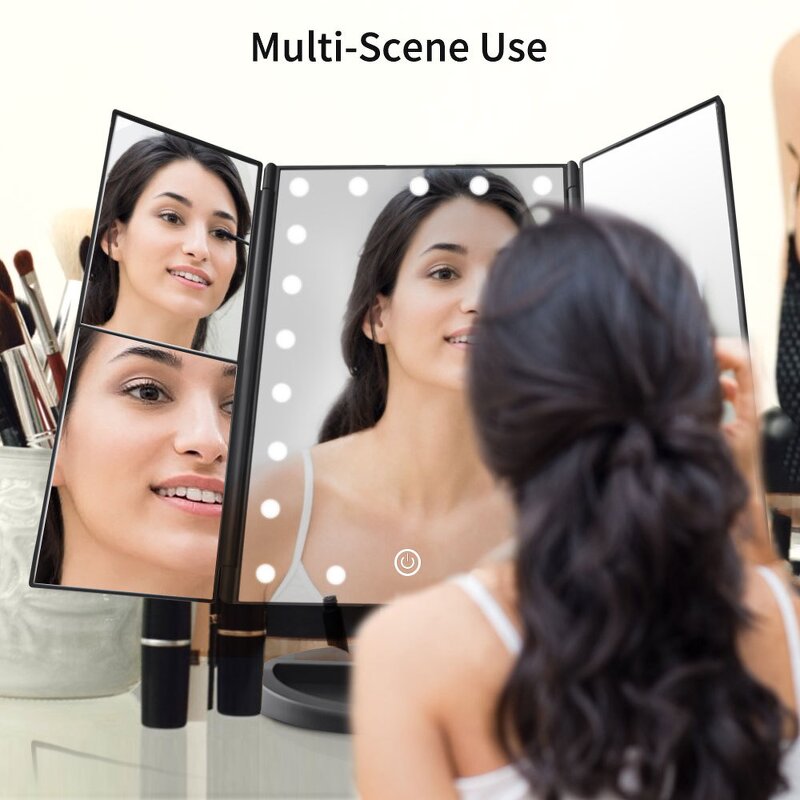 Makeup Mirror Manufacturer - Travel Plastic Square Folding LED