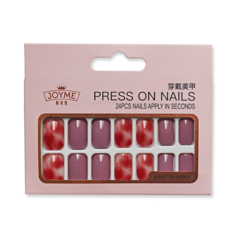 False Nails Factory - Wholesale Short Square Red Blooming Press on