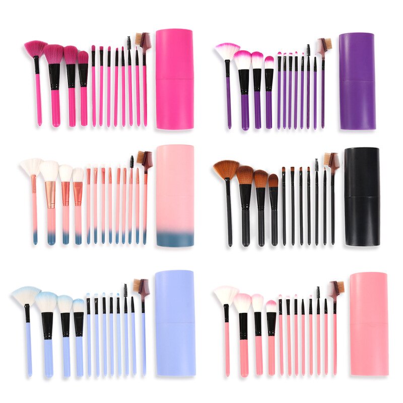 Makeup Brush Set Factory - Hot Selling 12pcs Vegan Hair Blue Pink