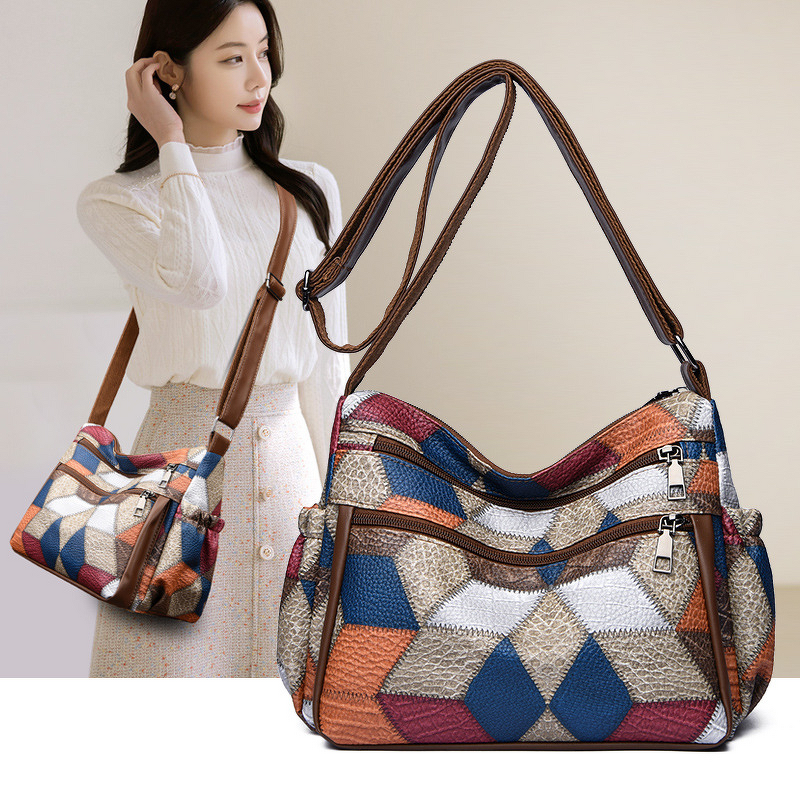 Crossbody Bag Manufacturer - Geometric Multi-Layer Zipper Bag