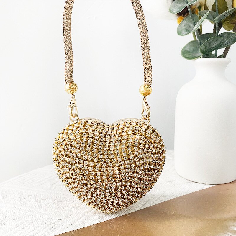Evening Bags Manufacturer - Sparkly Rhinestone Heart Bag