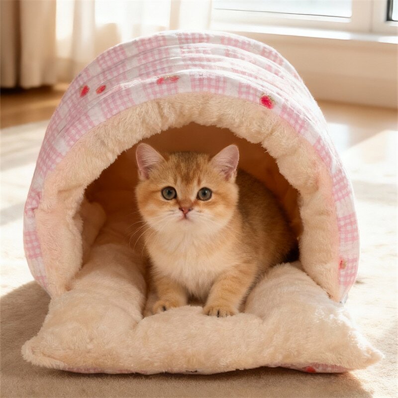 Cat Bed Manufacturer - Semi Enclosed Plush Winter Nest