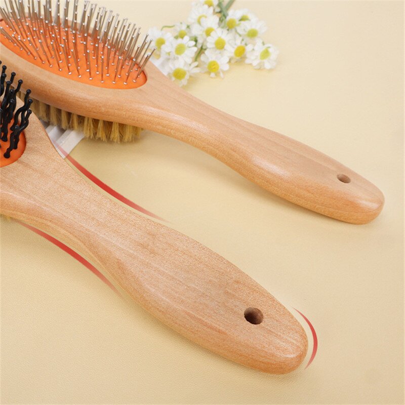 Pet Grooming Brush Factory - Double-sided Wooden Handle Comb