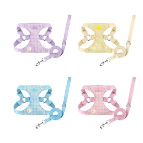 Pet Harness Set Manufacturer - Daisy Print Small Dog Set