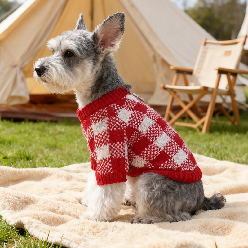 Pet Sweater Manufacturer - Red Plaid Checkered Pattern Coat