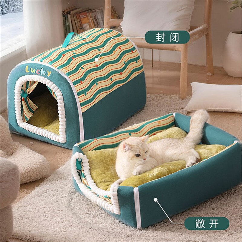Pet Bed Manufacturer - Autumn Winter Plush Enclosed Cave