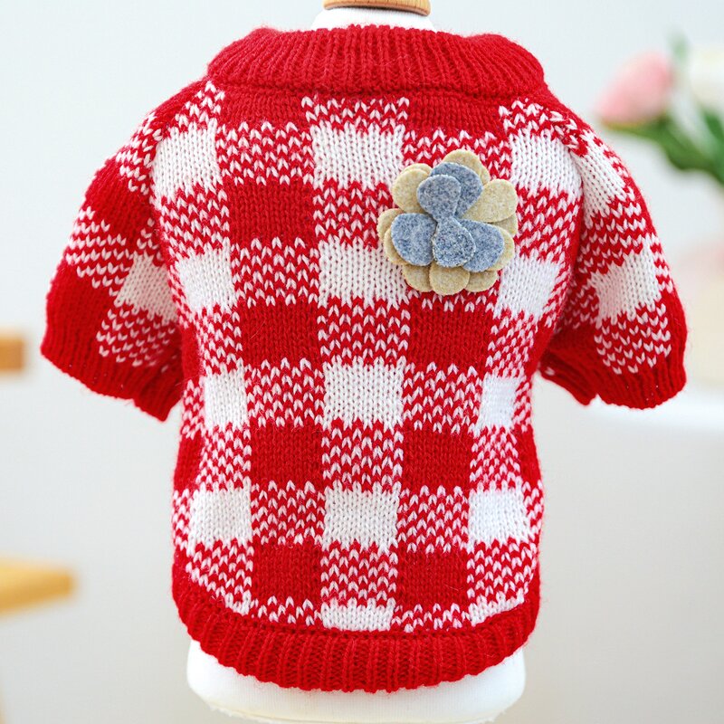 Pet Sweater Manufacturer - Red Plaid Checkered Pattern Coat