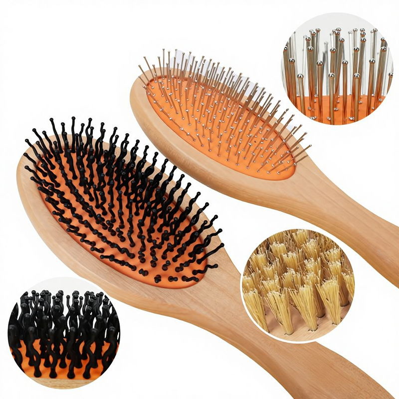 Pet Grooming Brush Factory - Double-sided Wooden Handle Comb
