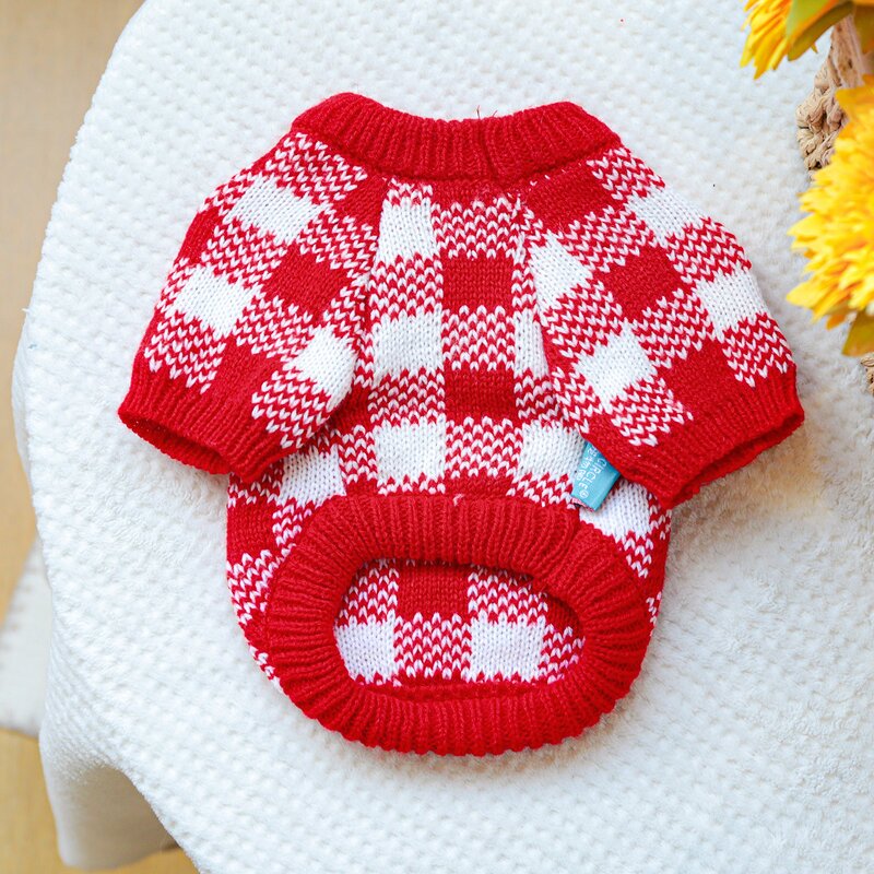 Pet Sweater Manufacturer - Red Plaid Checkered Pattern Coat