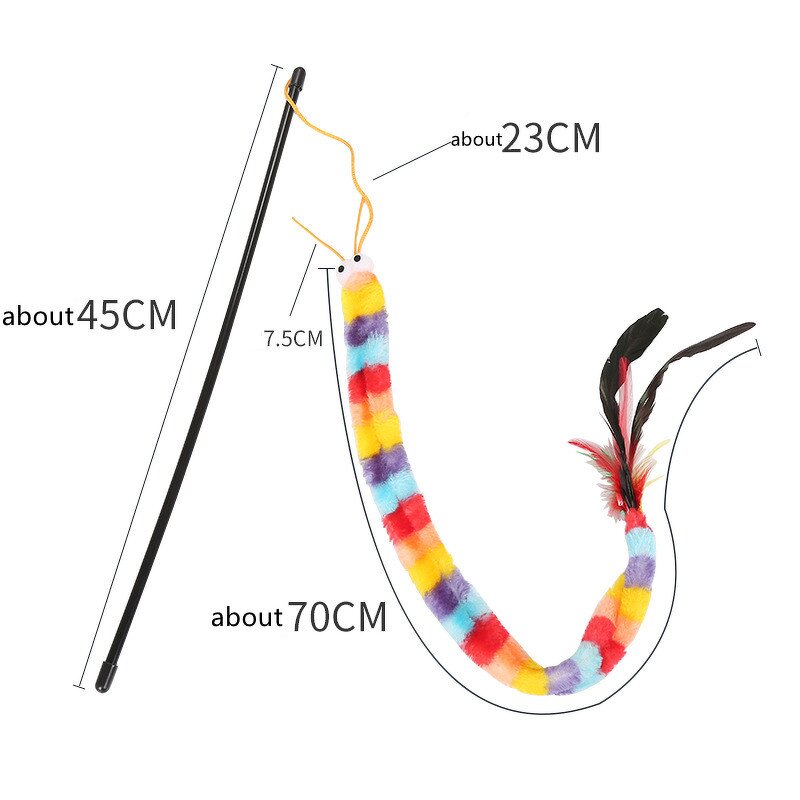Cat Toys Factory - Colorful Caterpillar Feather Teaser