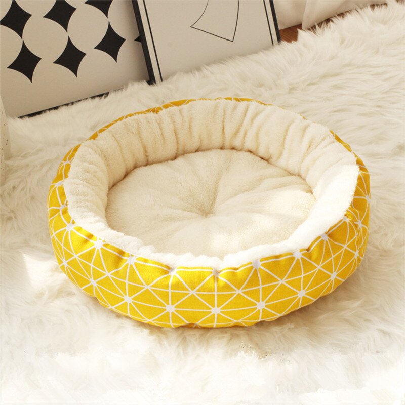 Pet Warm Cat Bed Manufacturer - Printed Round Plush Bed