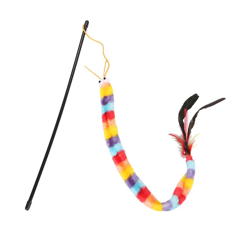 Cat Toys Factory - Colorful Caterpillar Feather Teaser