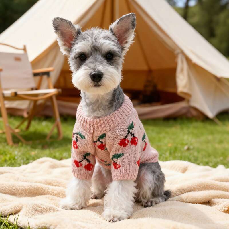 Pet Sweater Factory - Pink Cherry Pattern Jacket Supplier