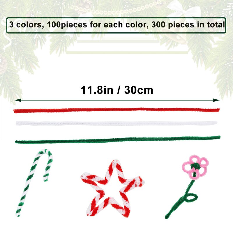 Pipe Cleaners Factory - DIY Christmas Red Green White Chenille Stems