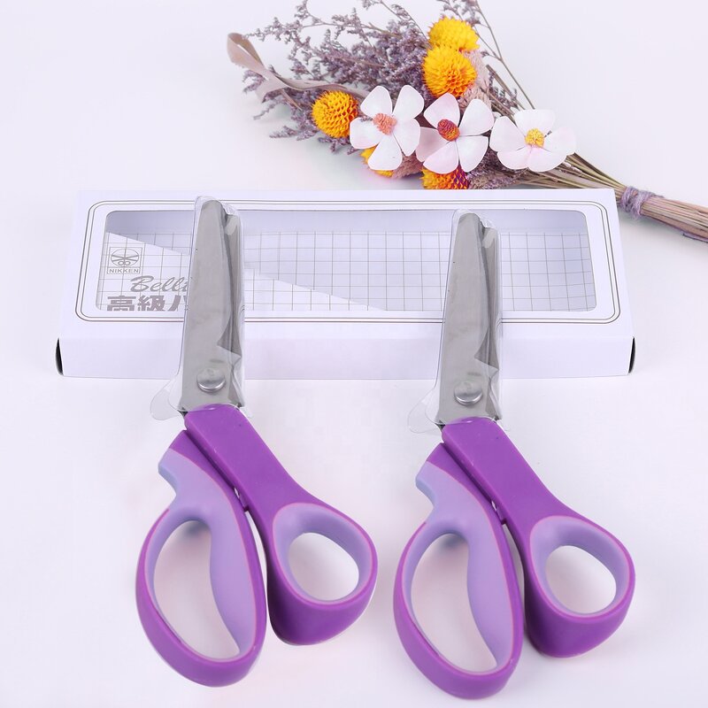Zig Zag Scissors Factory - 5mm Rubber Handle Purple Stainless Steel