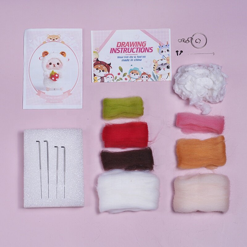 Needle Felting Kit Factory - Hot Sale Cute White Sheep Felting Material