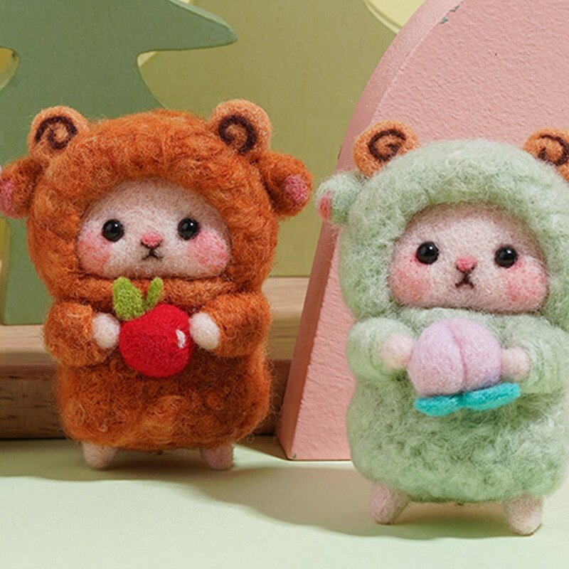 Needle Felting Kit Factory - Cute Light Brown Sheep DIY Wool Kit