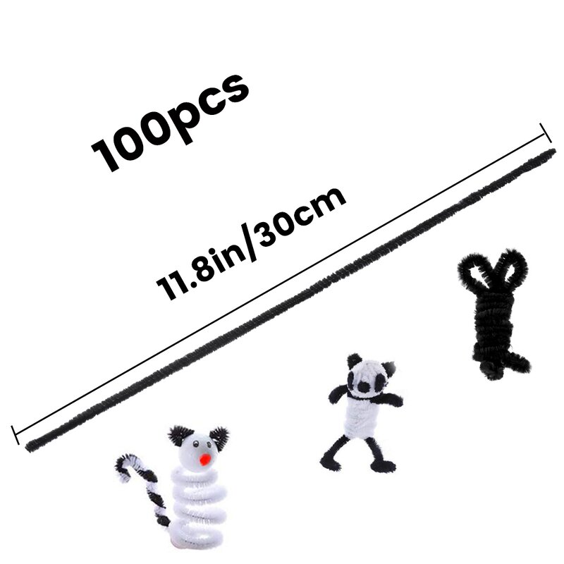 Pipe Cleaners Factory - 100pcs Black Pipe Cleaners for DIY Crafts