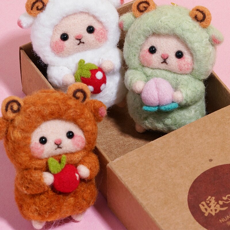 Needle Felting Kit Factory - Cute Light Brown Sheep DIY Wool Kit