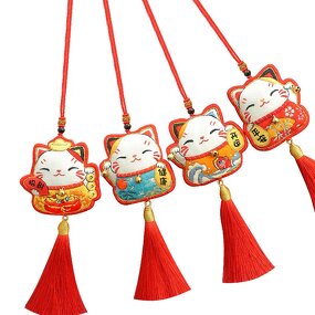 Embroidery Kit Factory - Hot Selling Handmade Lucky Cat Car Hanging