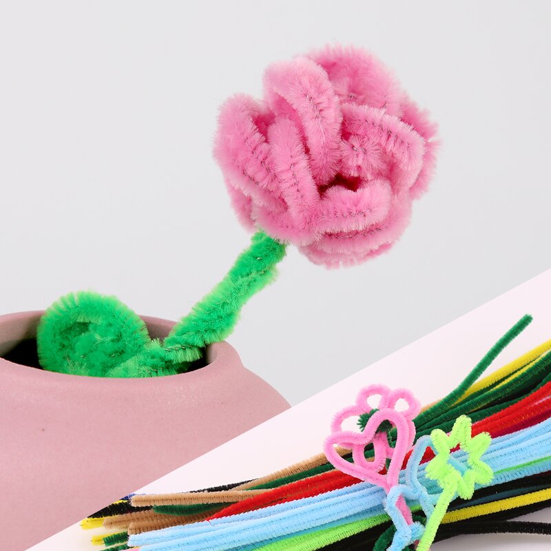 Pipe Cleaners Factory - High Quality DIY 100pcs Pink Chenille Stems