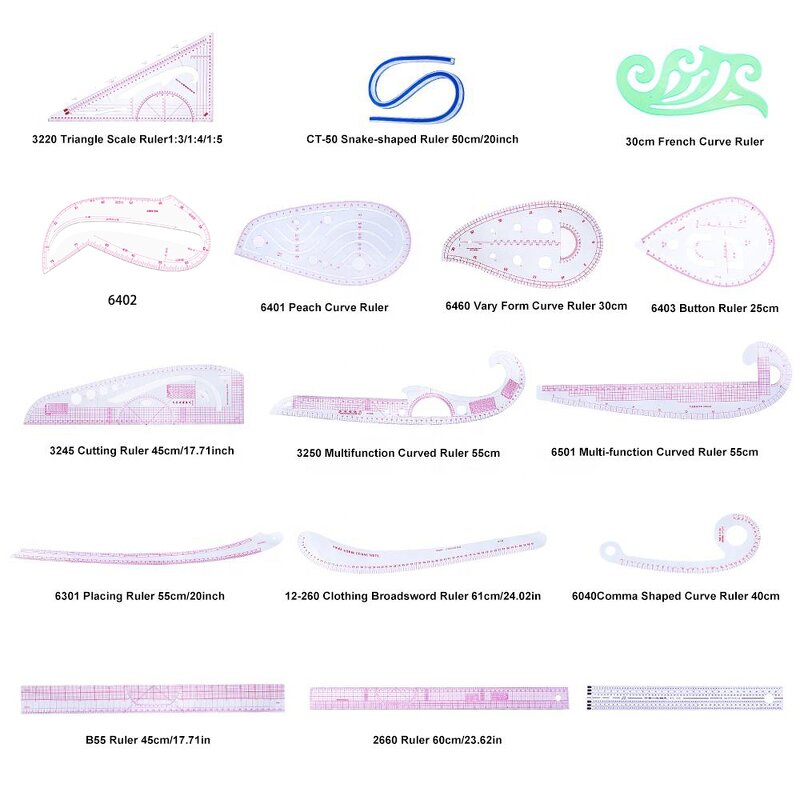 Sewing Ruler Set Factory - 16pcs PVC Metric Dressmaker Ruler Set