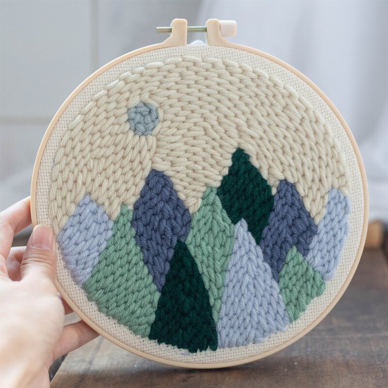 Embroidery Kit Factory - DIY Punch Needle Cross Stitch Kit with Hoops