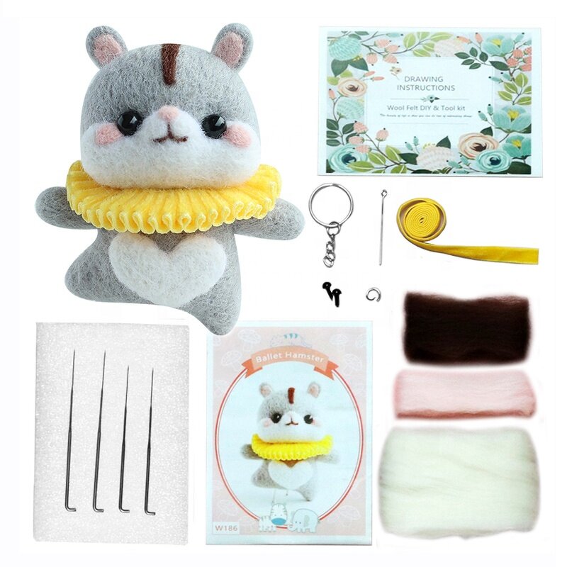 Needle Felting Kit Factory - Cute Hamster DIY Felt Animal Starter Kit