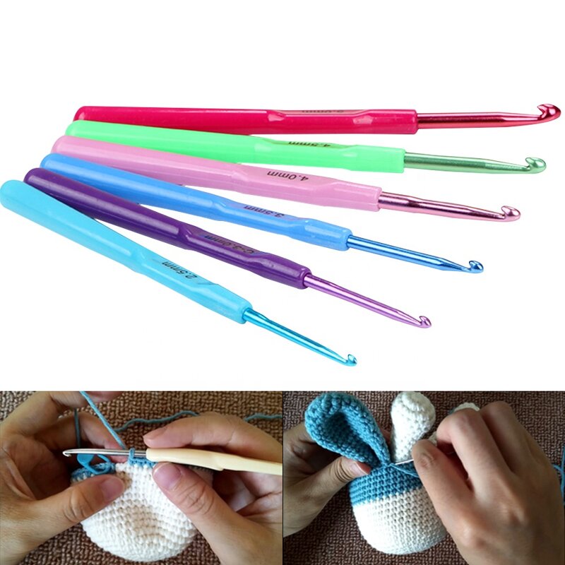 Crochet Hook Set Factory - 10pcs Colored Candy Plastic Handle Alumina