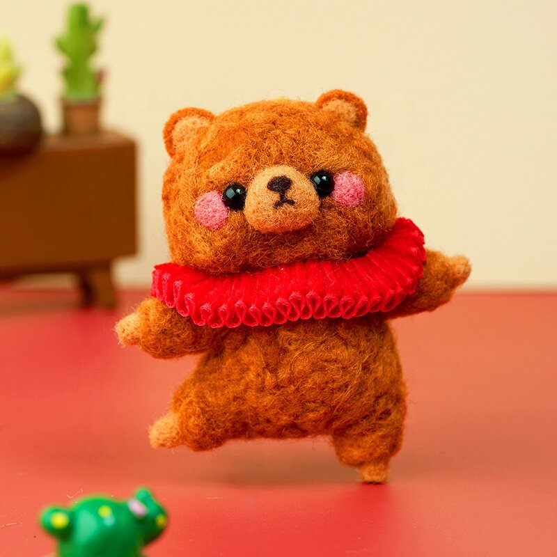 Needle Felting Supplies Factory - Ballet Brown Bear Wool Felt Animal Kit