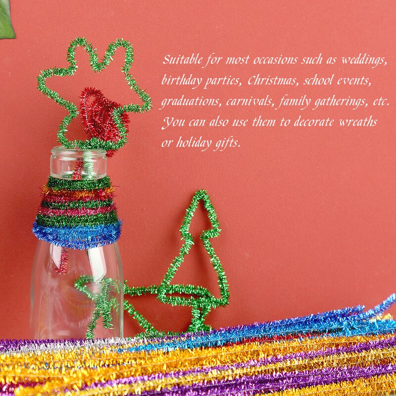 Pipe Cleaners Factory - 100pcs Glitter Christmas Tree Chenille Stems