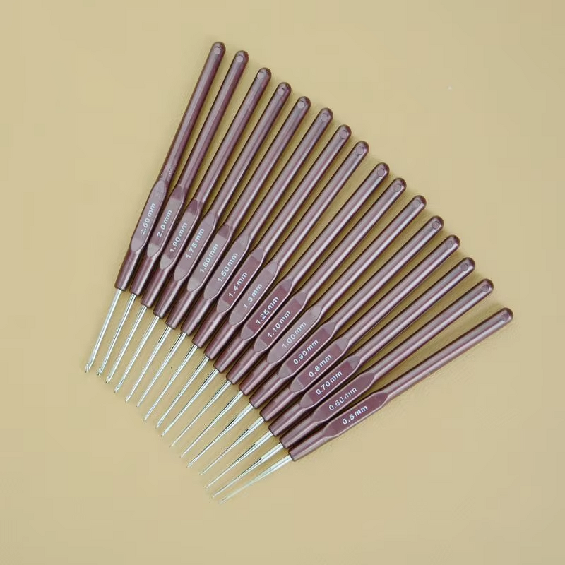 Crochet Hook Set Factory - 16pcs SKC Brown Fine Knitting Needles Set