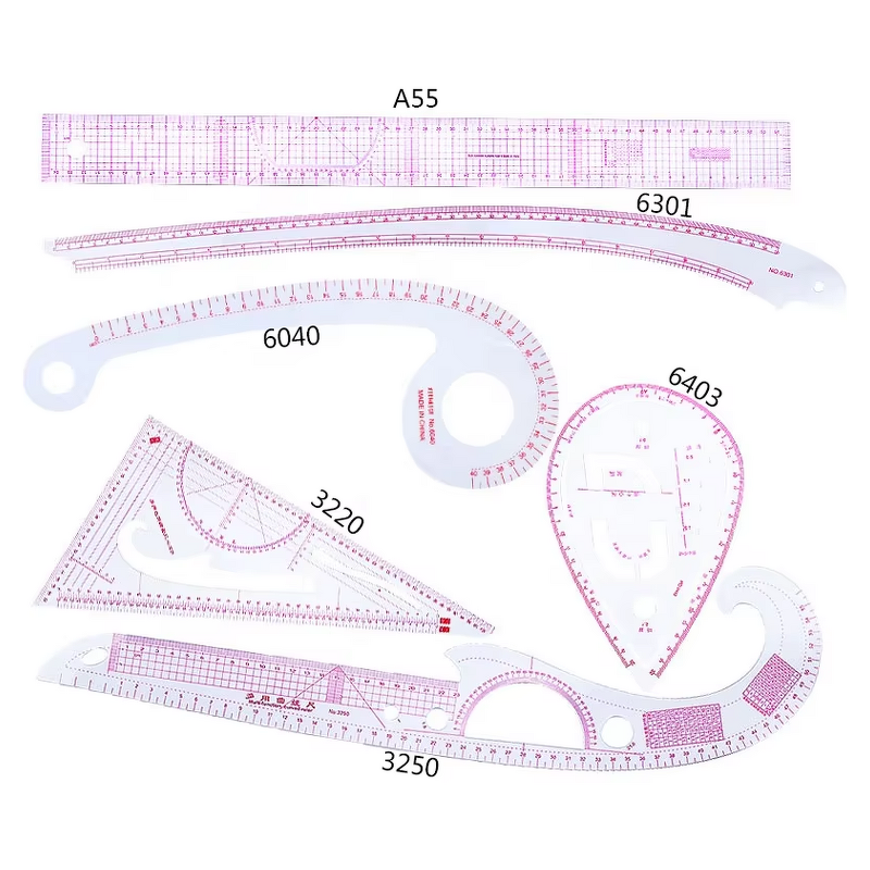 Sewing Ruler Set Factory - 6pcs French Armhole Curve Clear Drawing Ruler