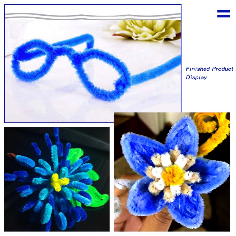 Pipe Cleaners Factory - 100pcs Arts Crafts Blue Chenille Stem for Kids