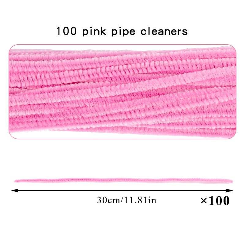 Pipe Cleaners Factory - High Quality DIY 100pcs Pink Chenille Stems
