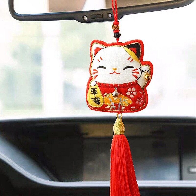 Embroidery Kit Factory - Hot Selling Handmade Lucky Cat Car Hanging