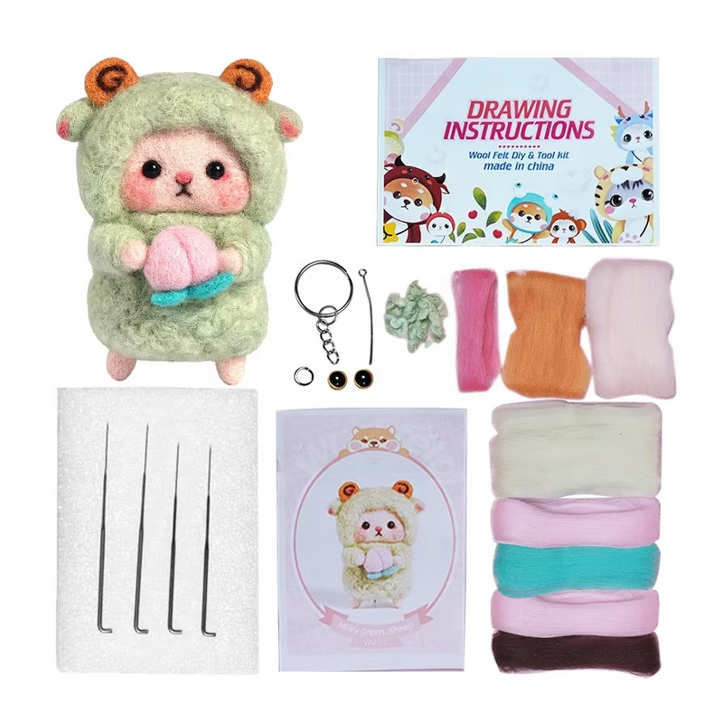 Needle Felting Kit Factory - New Style Milk Green Sheep Starter Kit