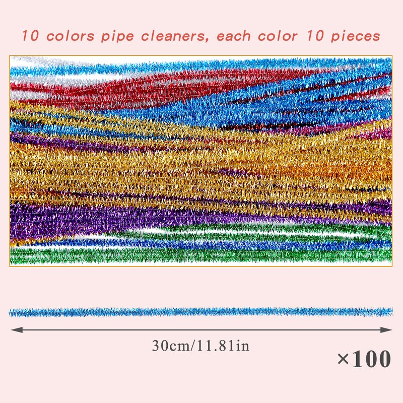 Pipe Cleaners Factory - 100pcs Glitter Christmas Tree Chenille Stems