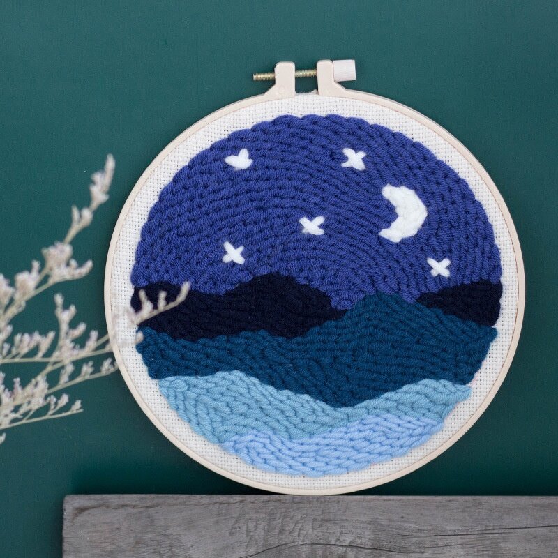 Embroidery Kit Factory - DIY Punch Needle Cross Stitch Kit with Hoops