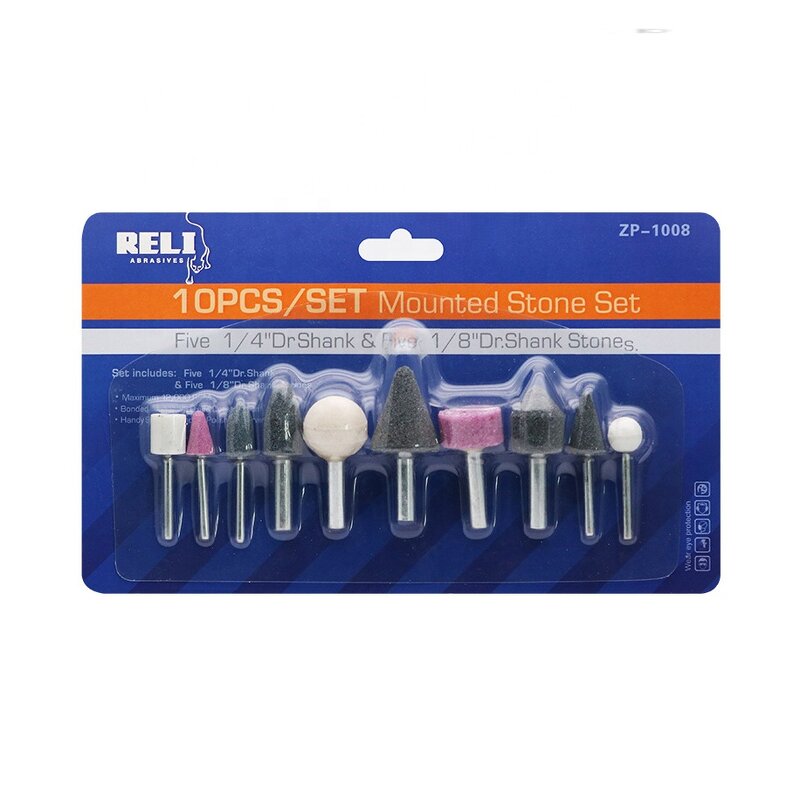 Mounted Stone Set Factory - 10Pcs Abrasives Grinding Cone Head Set