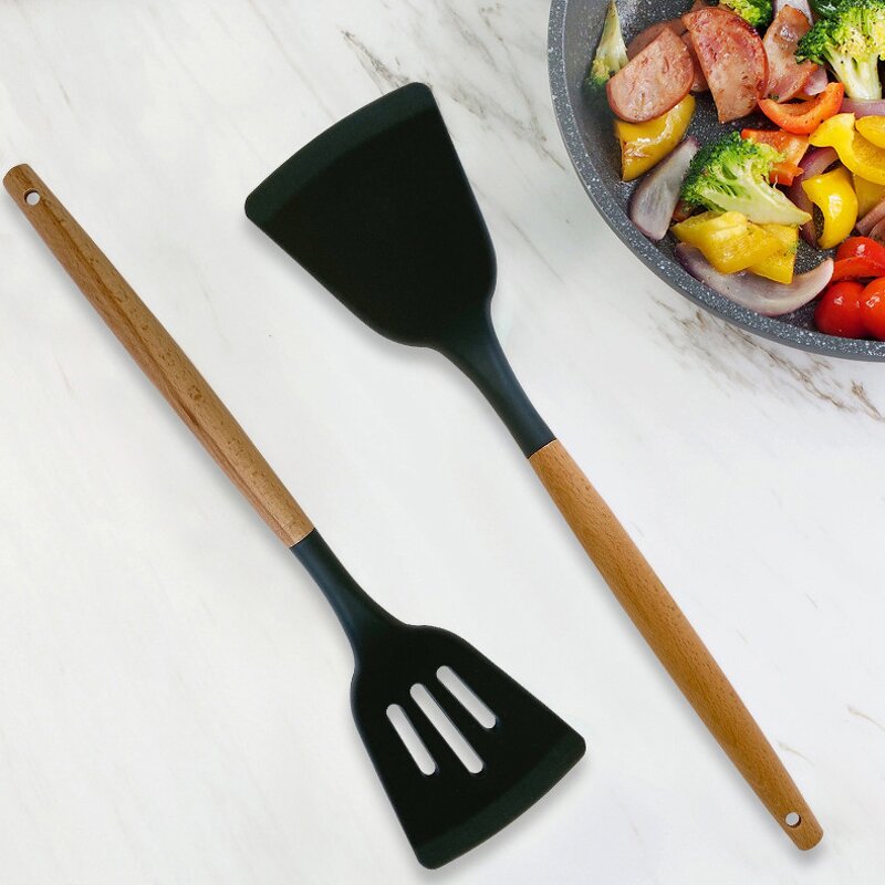 Kitchenware Set Factory - Hot Sale Wooden Handle Silicone Non-stick Set