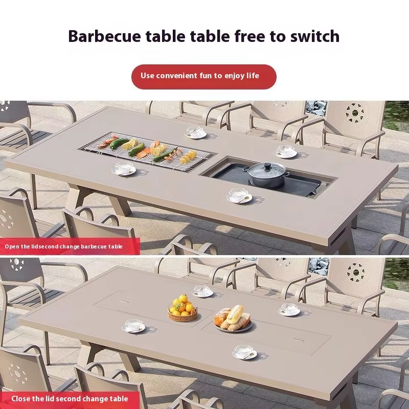 Outdoor Dining Set Factory - Modern Cast Aluminum BBQ Table Set