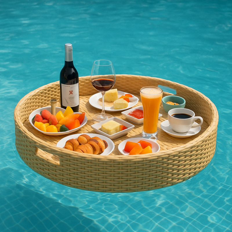 Floating Tray Factory - Direct Round Waterproof PE Rattan Tray