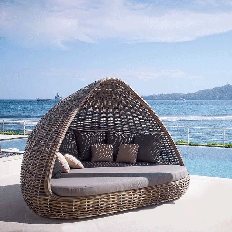 Outdoor Daybed Manufacturer - Luxury Rattan Canopy Lounge Bed