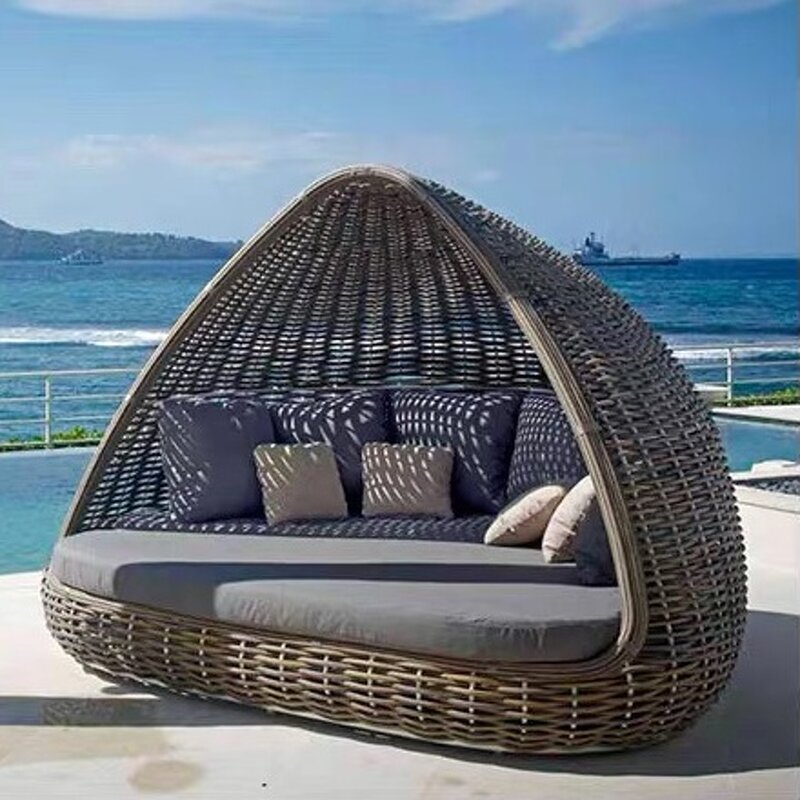 Outdoor Daybed Manufacturer - Luxury Rattan Canopy Lounge Bed