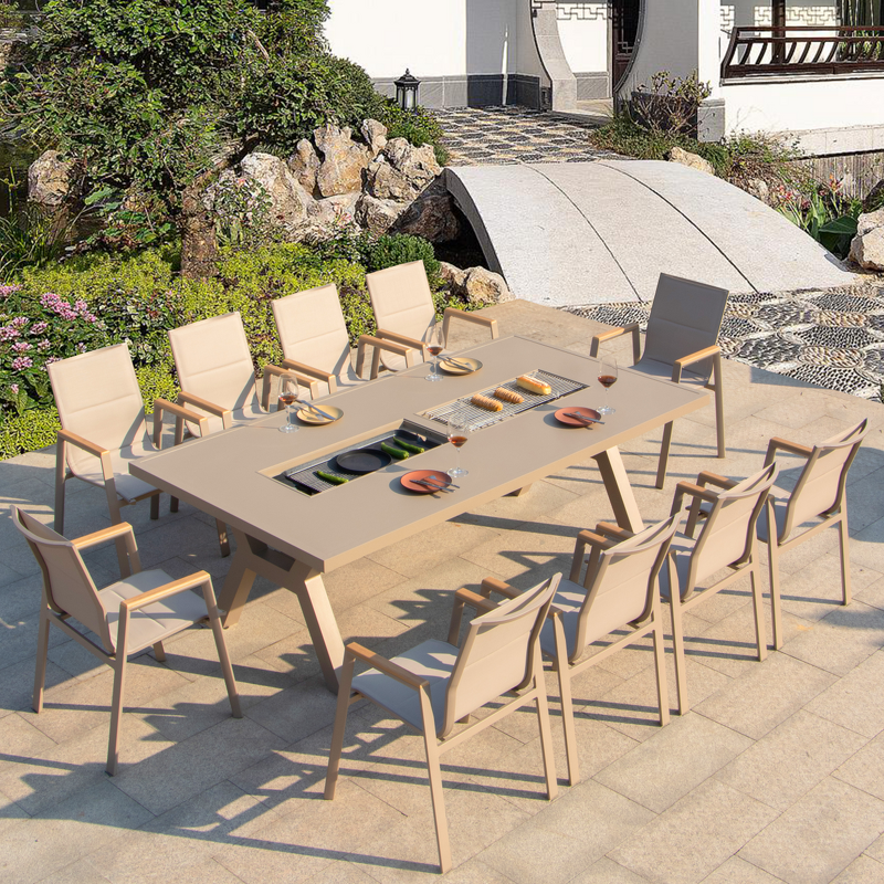 Outdoor Dining Set Factory - Modern Cast Aluminum BBQ Table Set