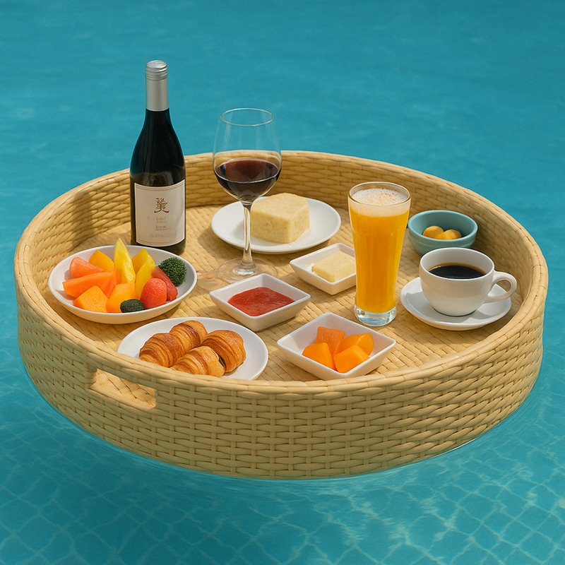 Floating Food Tray Manufacturer - Modern PE Rattan Pool Tray